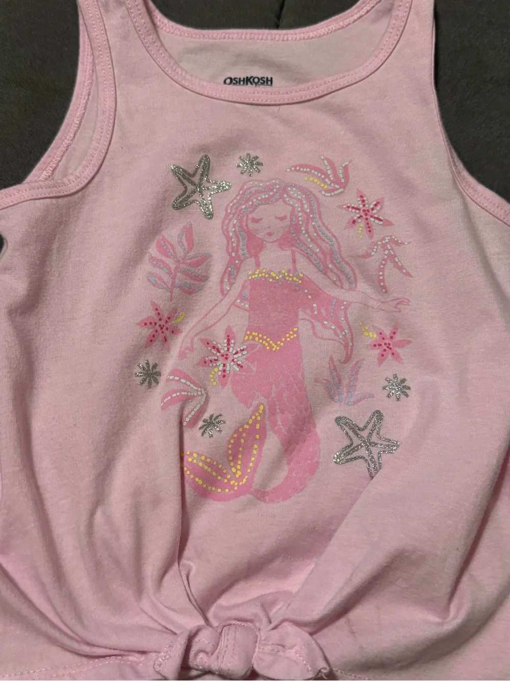 Set -OshKosh B'gosh Pink Mermaid Tie-Front Tank Top with matching tropical skirt